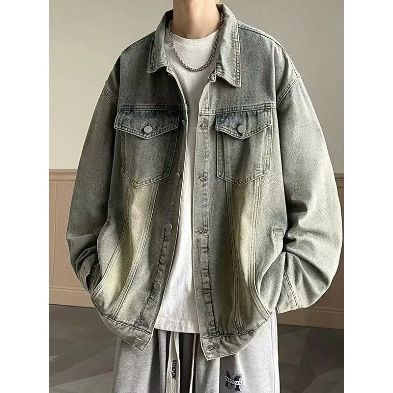 【TQUX官方正品】工装牛仔夹克外套男秋冬新款美式大码潮牌复古痞
