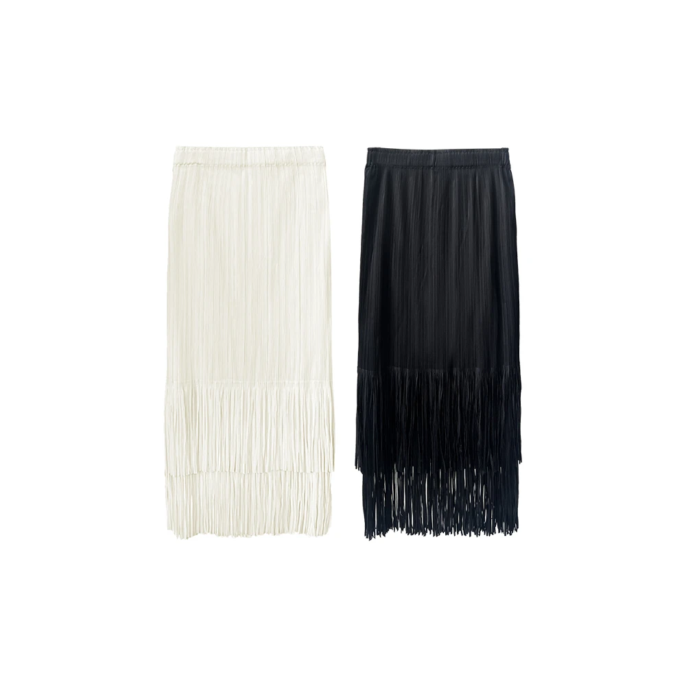 【新品上市】百搭时尚设计感褶皱风铃裙小众时尚流苏半身裙QZ1111