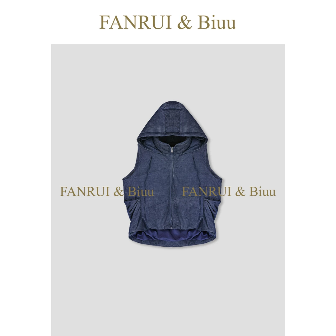 FANRUI/泛芮「贝贝biuu」连帽拉链时髦洋气百搭无袖羽绒马甲B18678
