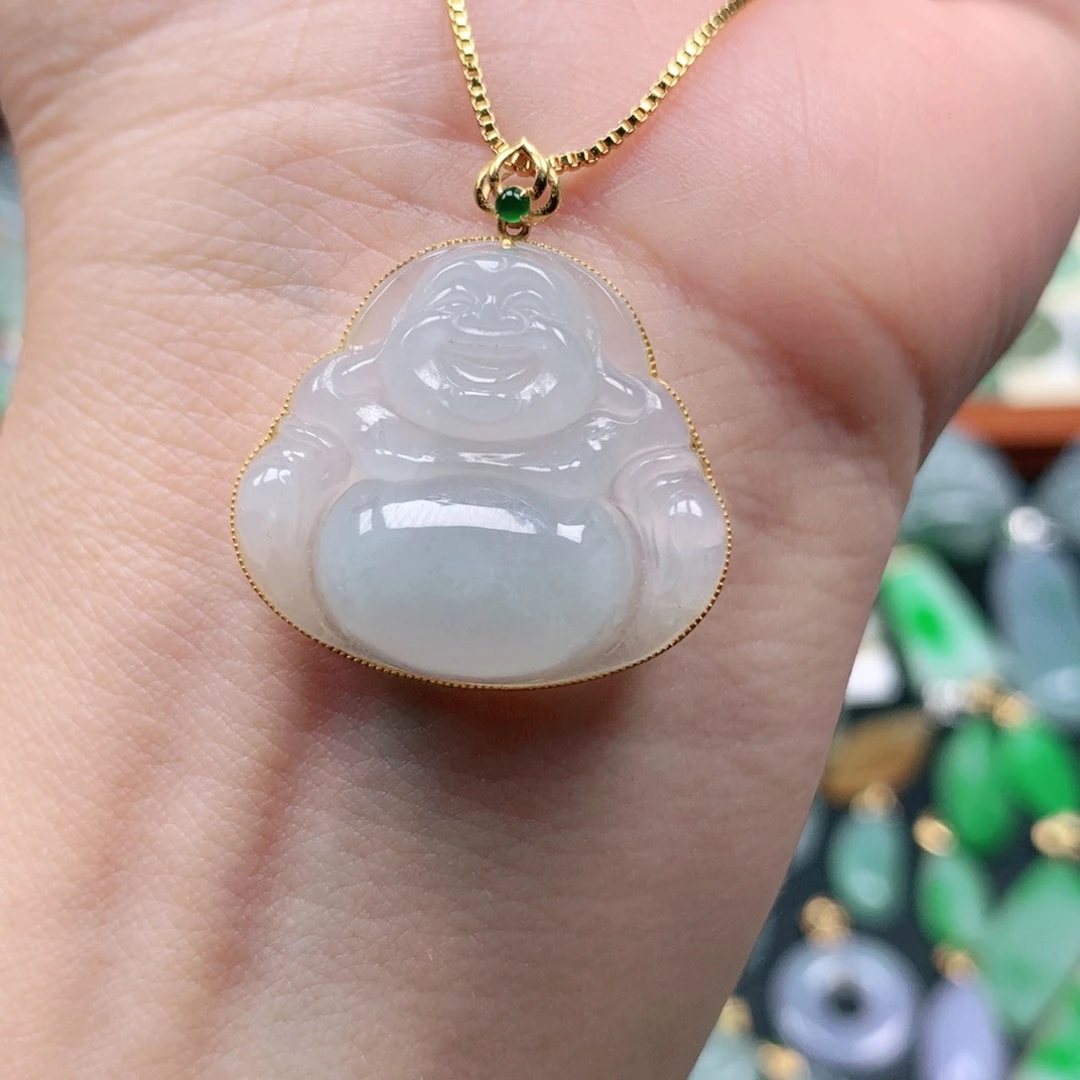 翡翠18K金镶嵌吊坠(不含链)