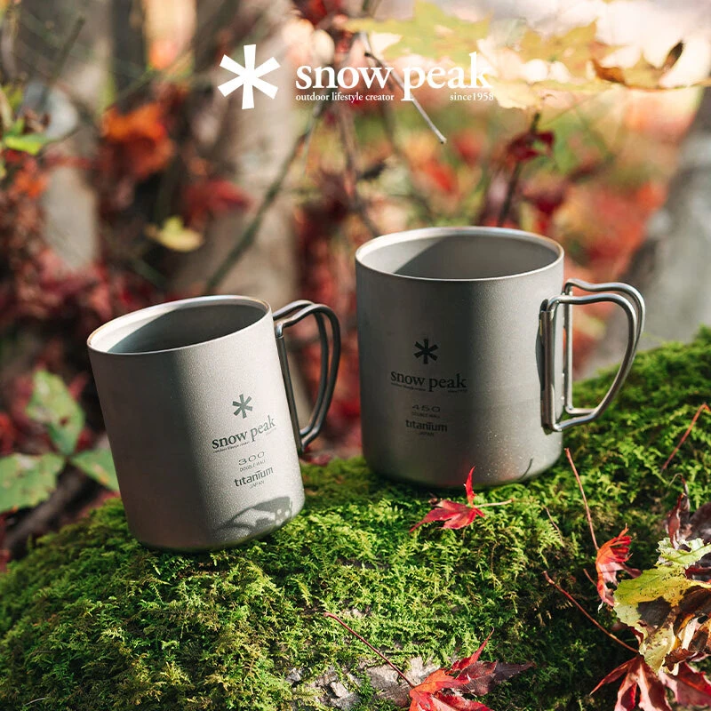 Snow Peak雪峰露营户外轻量折叠便携钛金属双层咖啡泡茶马克水杯