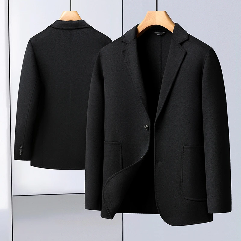 震浩大码羊毛西装外套双面呢西服大衣