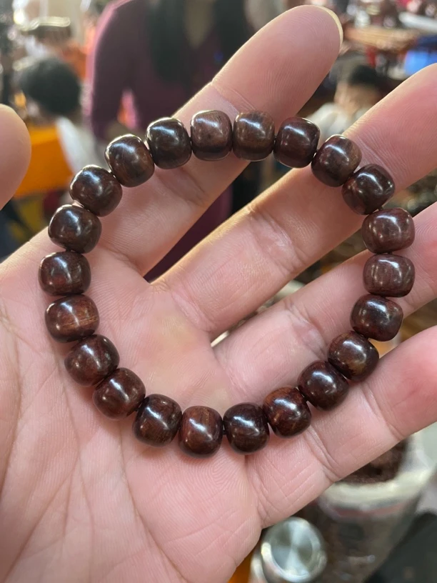 海南黄花梨新干料紫红底1.0手串单圈023210