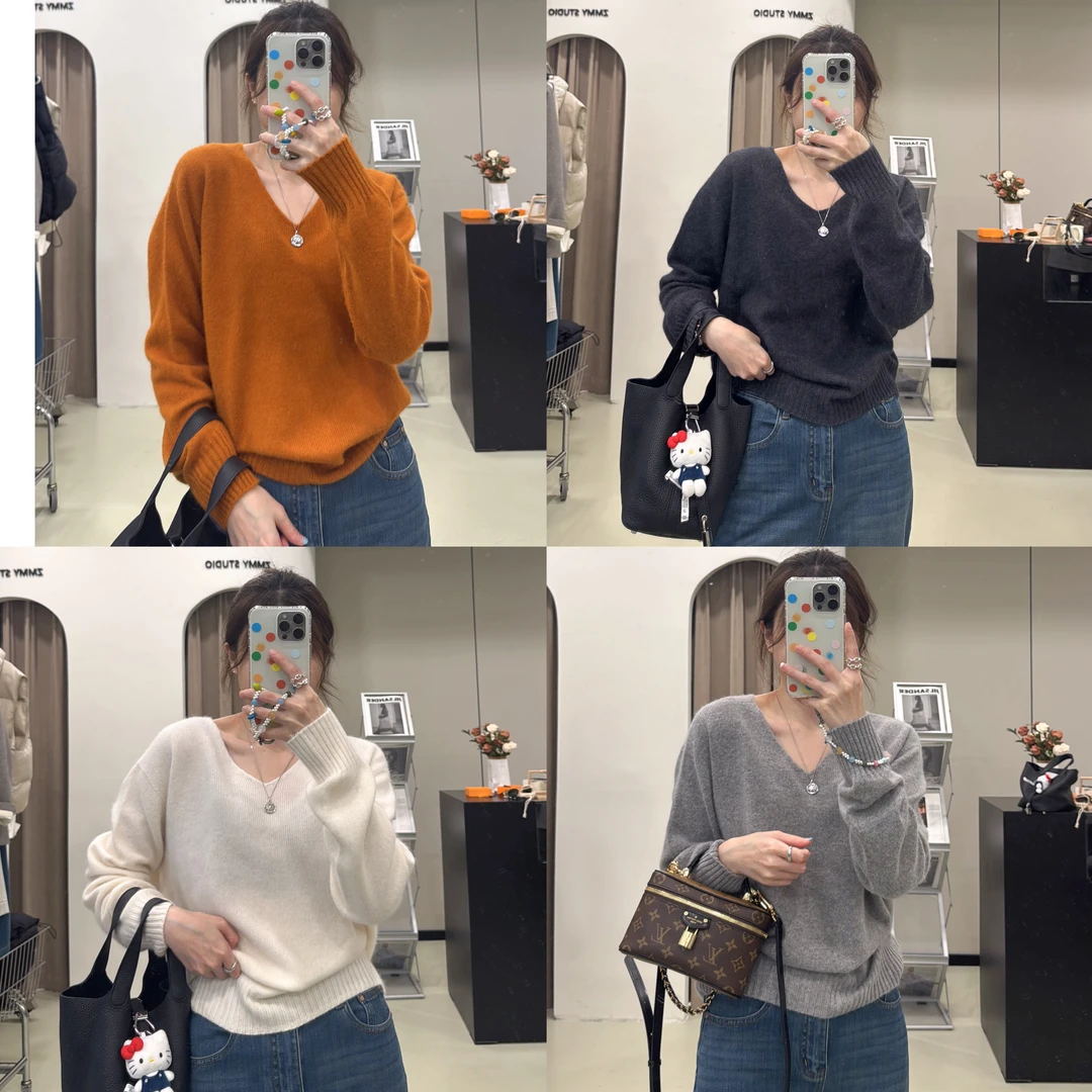 【ZMMY严选私服】秋季新款设计感简约软糯V领针织衫K5092503
