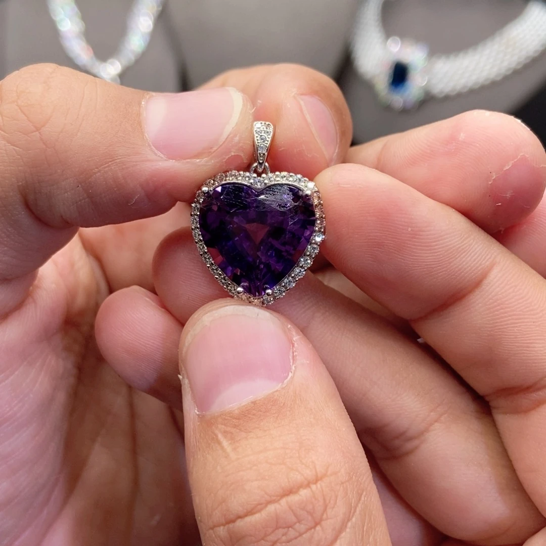 紫晶颈饰银S925镶嵌?****长