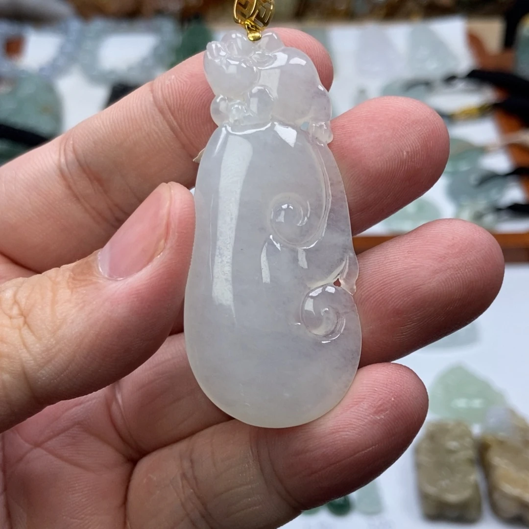 翡翠未镶嵌颈饰如意白冰  天然缅甸ａ货翡翠