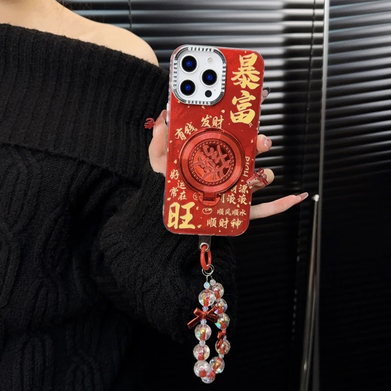 适用苹果16promax手机壳新款iphone15plus套14pro暴富13p支架12女