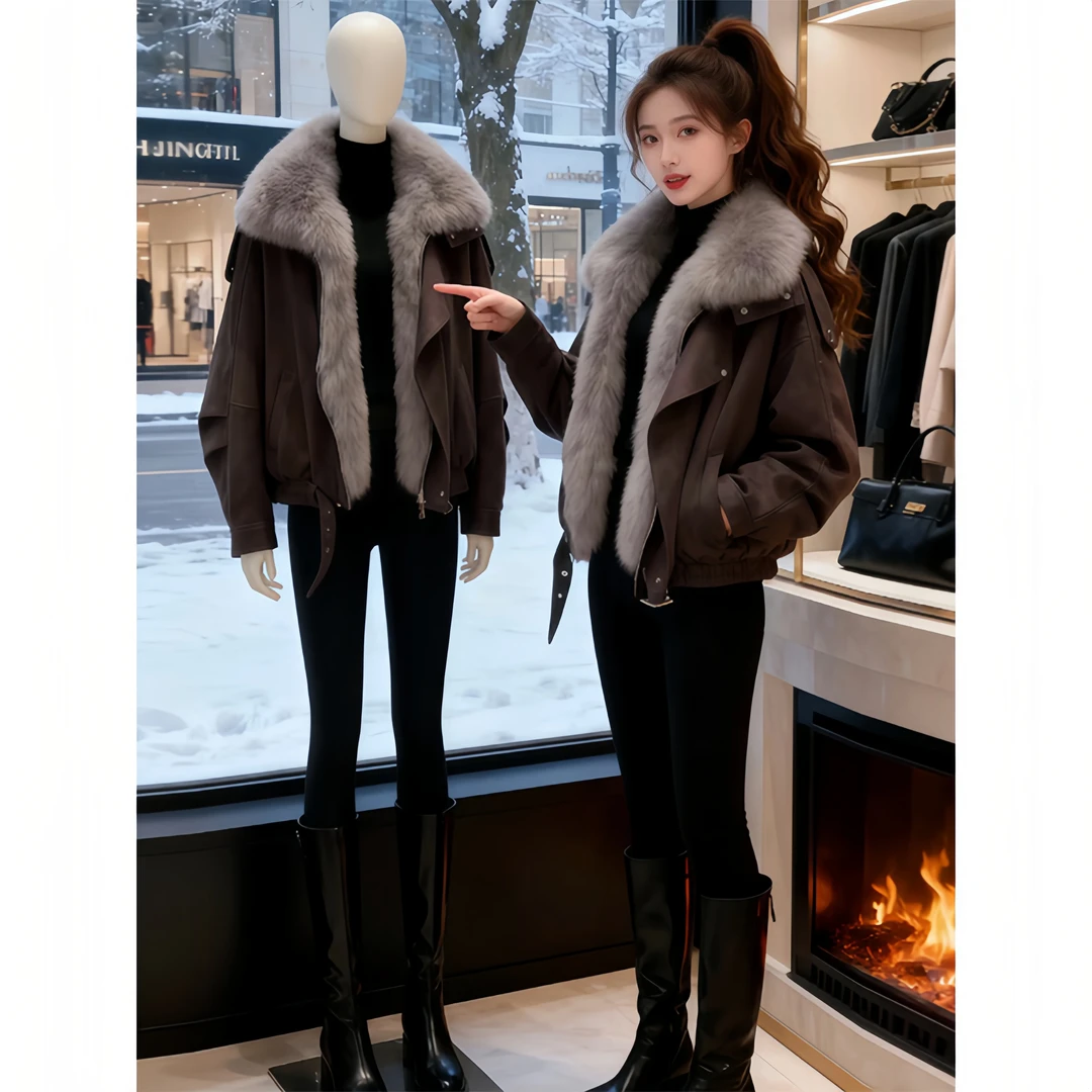 独特气质高级感绝美巨好看加厚毛毛棉服女今年流行爆款