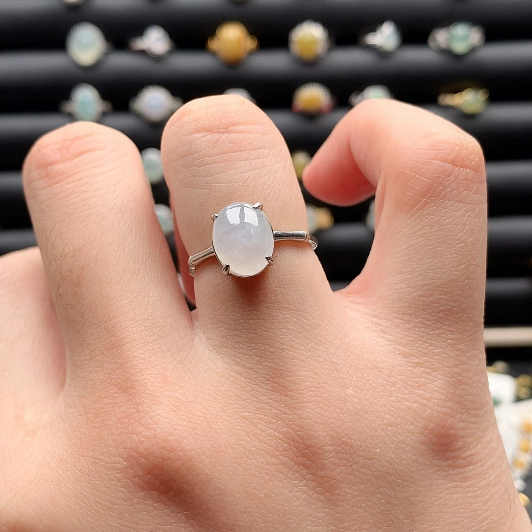 翡翠戒指银S925镶嵌0074