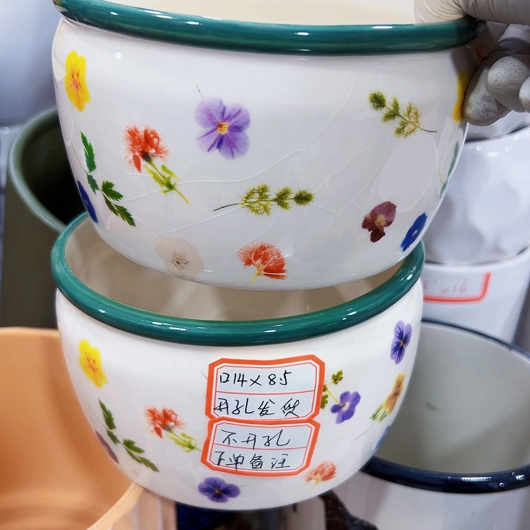 有孔，外贸尾单陶瓷花盆凑单10米包邮