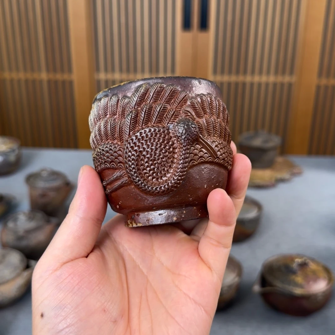 用****1平川正二 备前烧主人杯 柴烧茶具