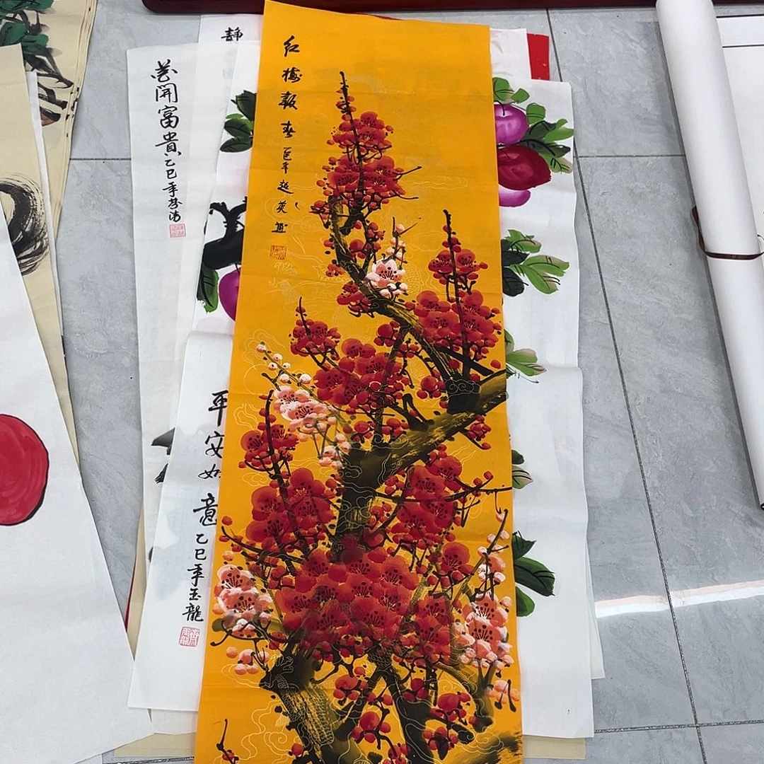 国画国画作品原稿梅花条