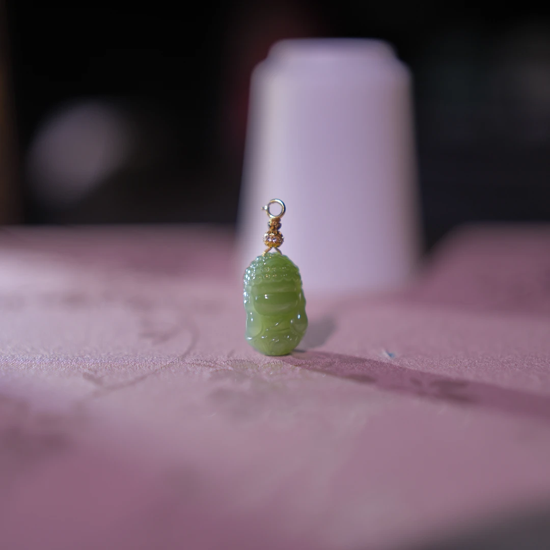 无相宝宝｜18k金和田玉碧玉粉青吊坠