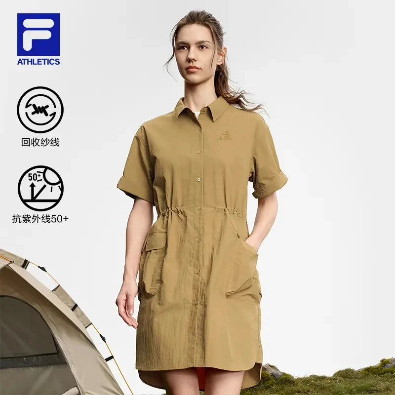 【户外山系风】FILA/斐乐女士夏新款轻薄收腰遮肉连衣裙A11W537402F