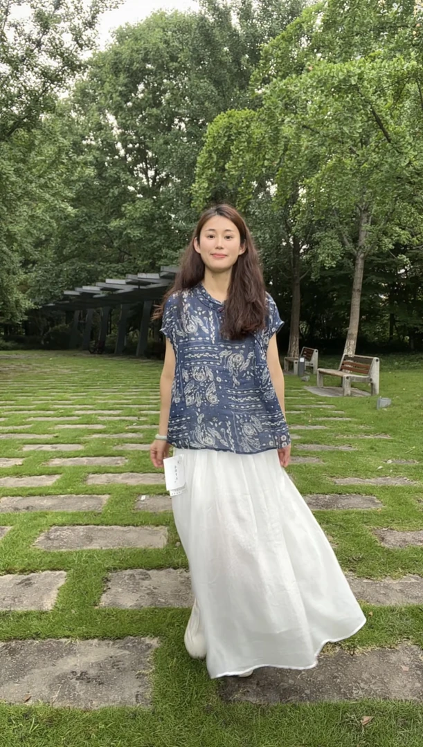 新中式国风夏季印花盘扣上衣苎麻上衣夏季新款文艺宽松显瘦莼苎麻
