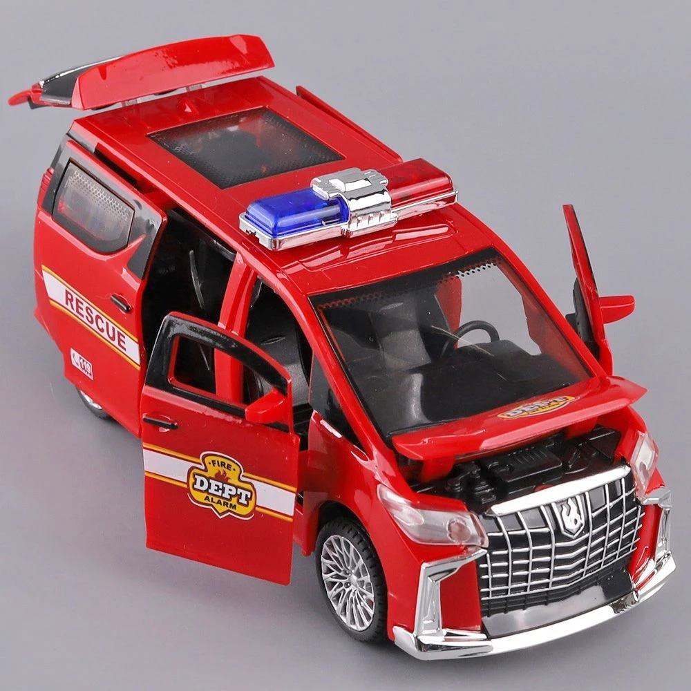 警车埃尔法车模六开门玩具车警灯可亮男女惯性耐摔小汽车