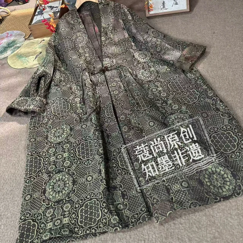 秋季新款新中式国风宽松显瘦民族风气质牛角扣流苏中长风衣外套