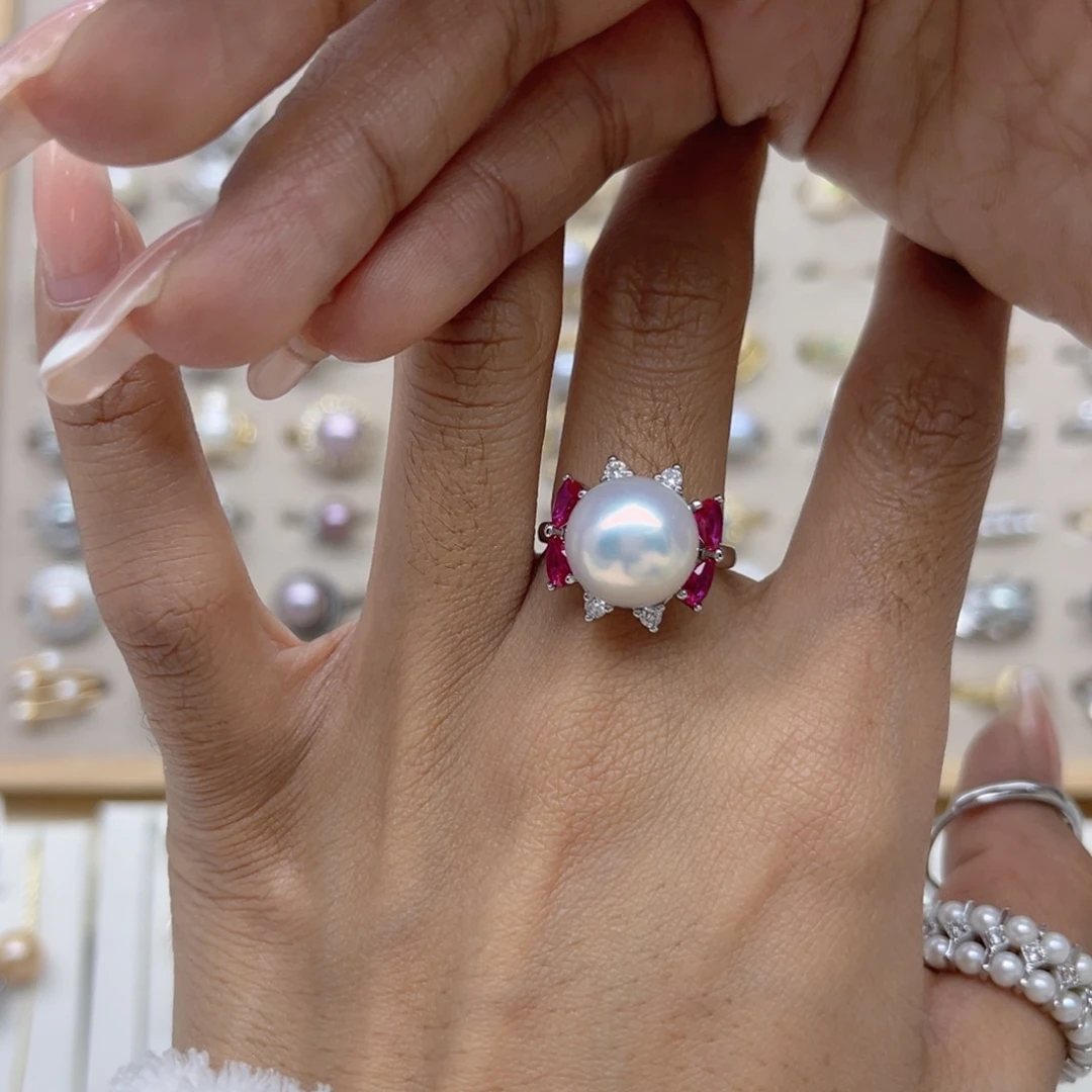 夏***）合金戒指淡水珍珠