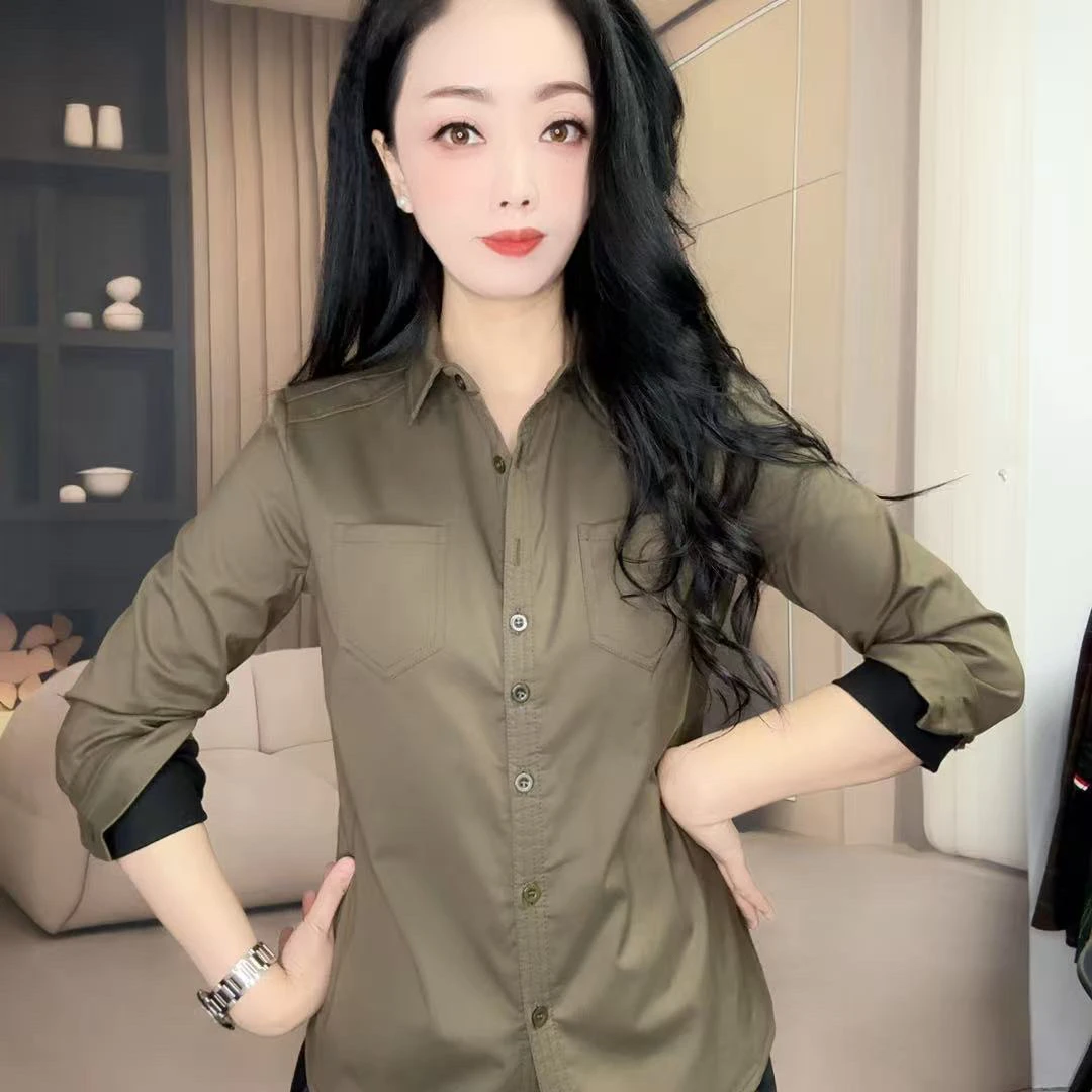 x6031 (加绒保暖)新款时尚百搭洋气修身型显瘦洋气衬衫