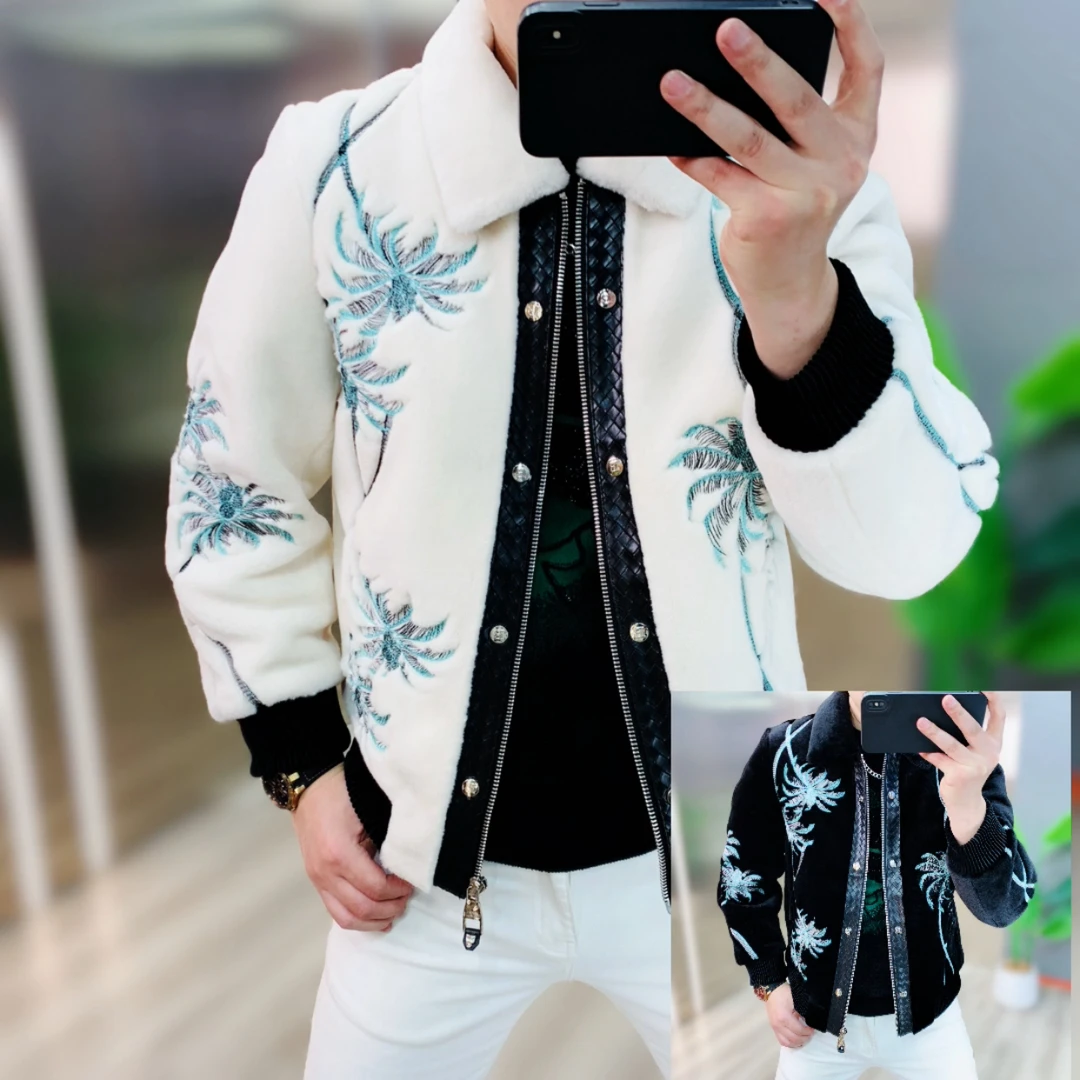 阿凯严选-欧货冬季新款男士爆款气质百搭刺绣加厚北美打金雕外套