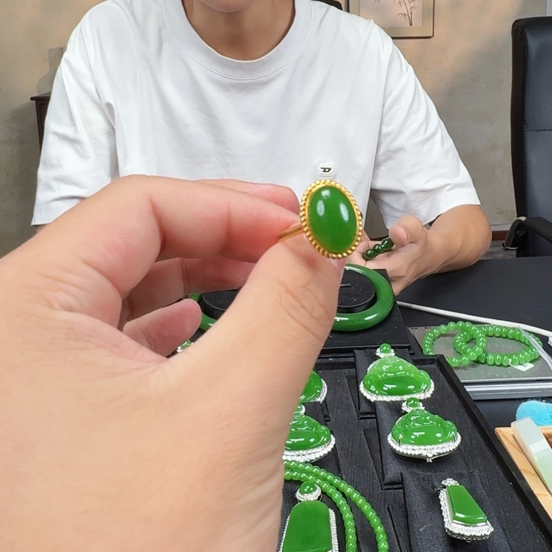 18K金镶嵌和田玉珠宝半成品