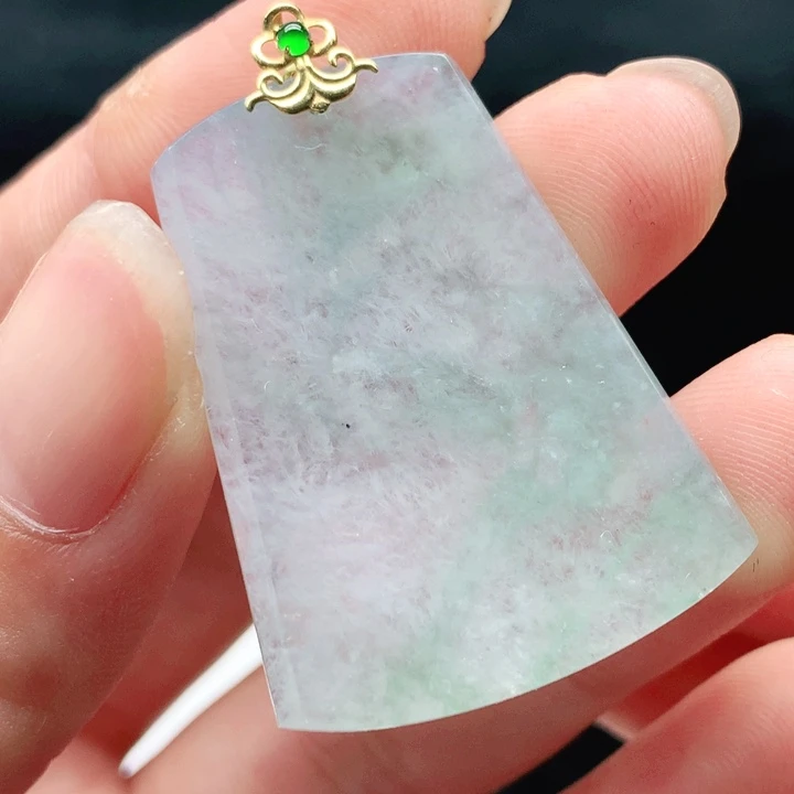 翡翠18K金镶嵌挂件天然翡翠七天鉴赏