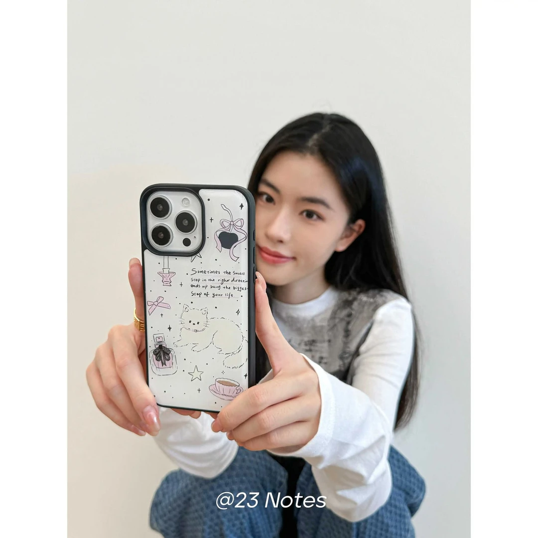 新款ins可爱少女心泼墨猫咪手机壳iPhone16/15ProMax适用苹果13/1