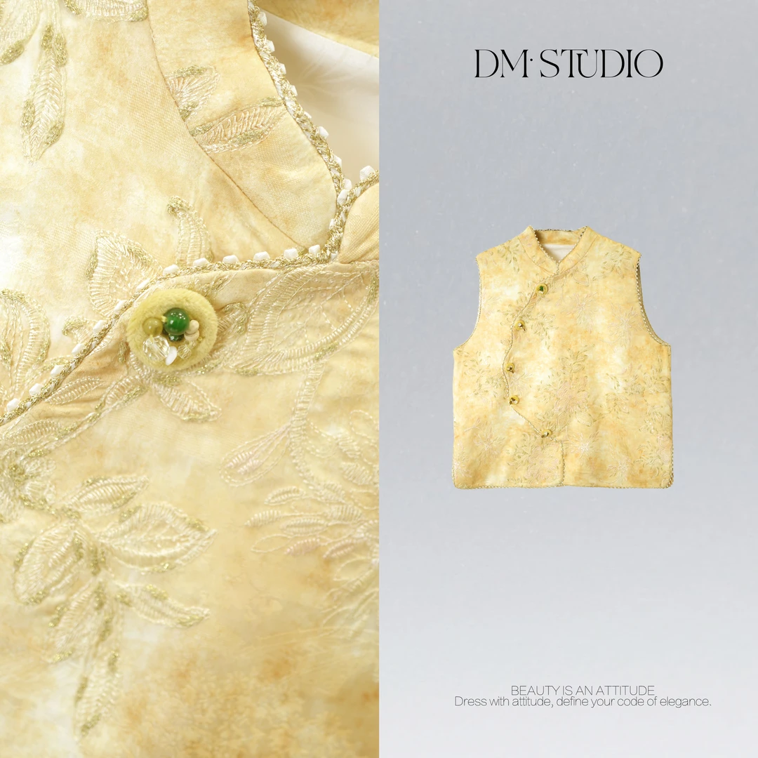 DEDM•STUDIO/新中式减龄静奢重工刺绣亮片无袖马甲2511MJ/72760