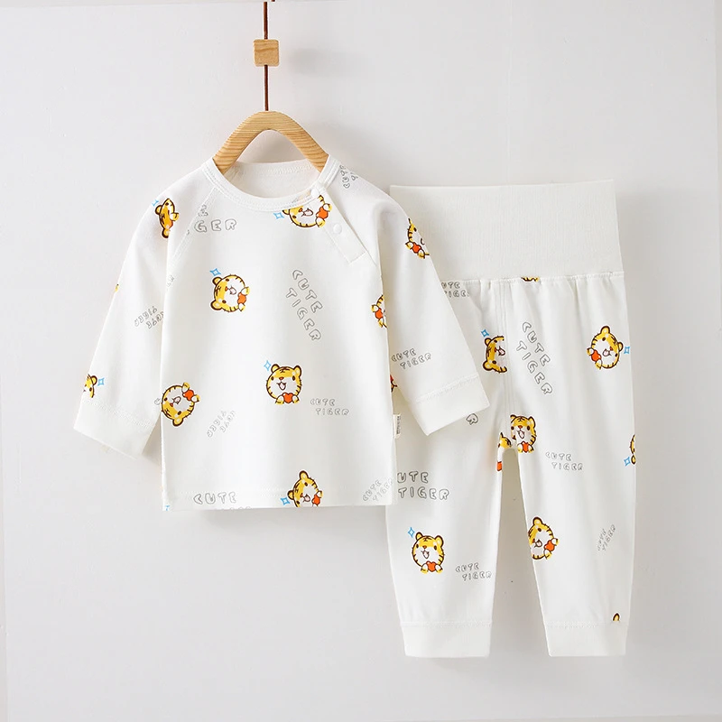 婴儿内衣裤套装男女宝宝秋衣秋裤打底长袖两件套高腰护肚纯棉无骨