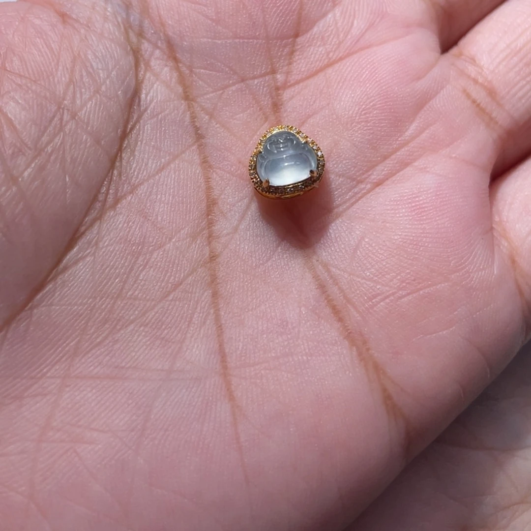 吊坠(不含链)18K金镶嵌翡翠