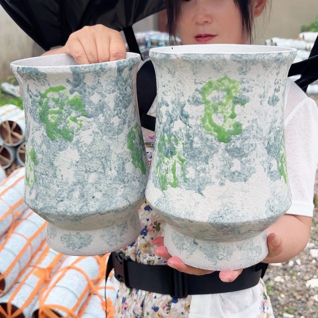 紫砂花盆侘寂风小蛮腰两个口径15高度25