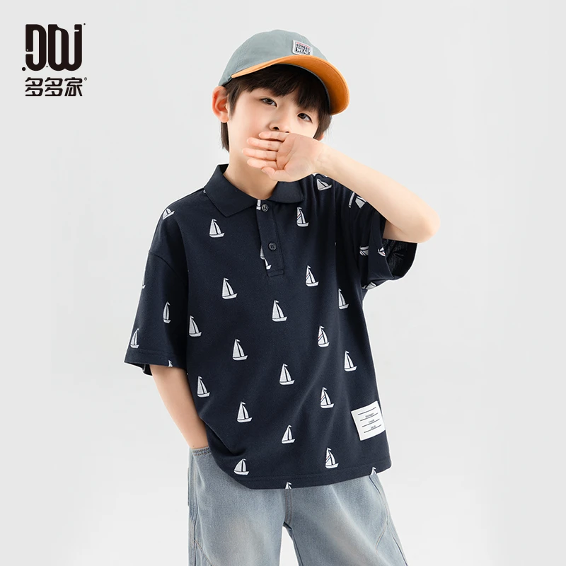 多多家10656【有170.帆船.POLO】夏季儿童休闲男孩帆船印花POLO衫