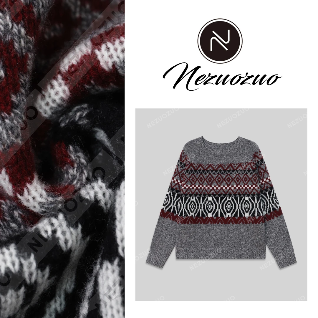 NEZUOZUO【双旦新衣】定制精纺毛衫100羊毛彩纱组合老钱风毛衣
