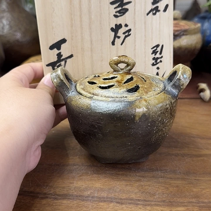 雅***棋森丁斋备前烧引出黑香炉福利一口价