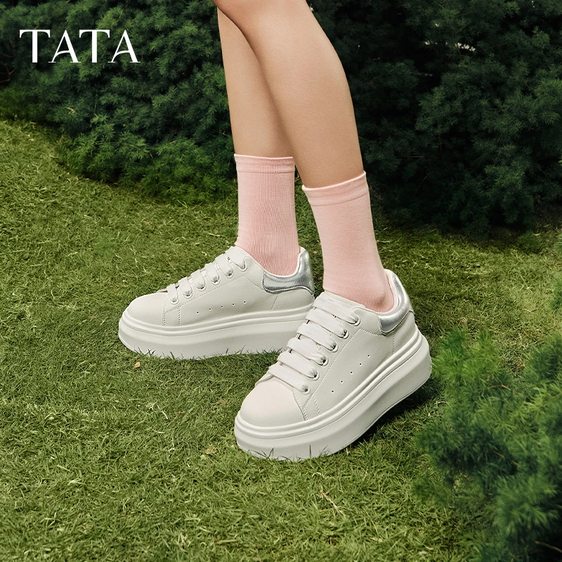 Tata他她奶油泡泡厚底小白鞋女增高松糕鞋板鞋女秋新WU501CM4