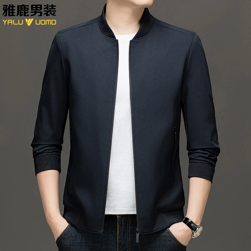 雅鹿男装春秋男士立领夹克休闲男外套商务男装爸爸装2809