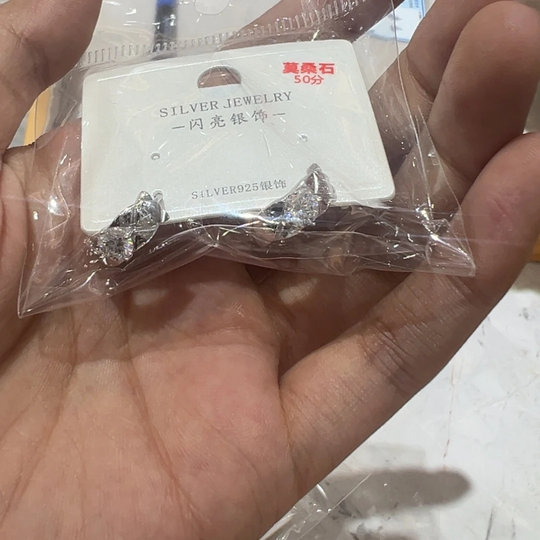 合成碳硅石吊坠925银菱形格耳扣