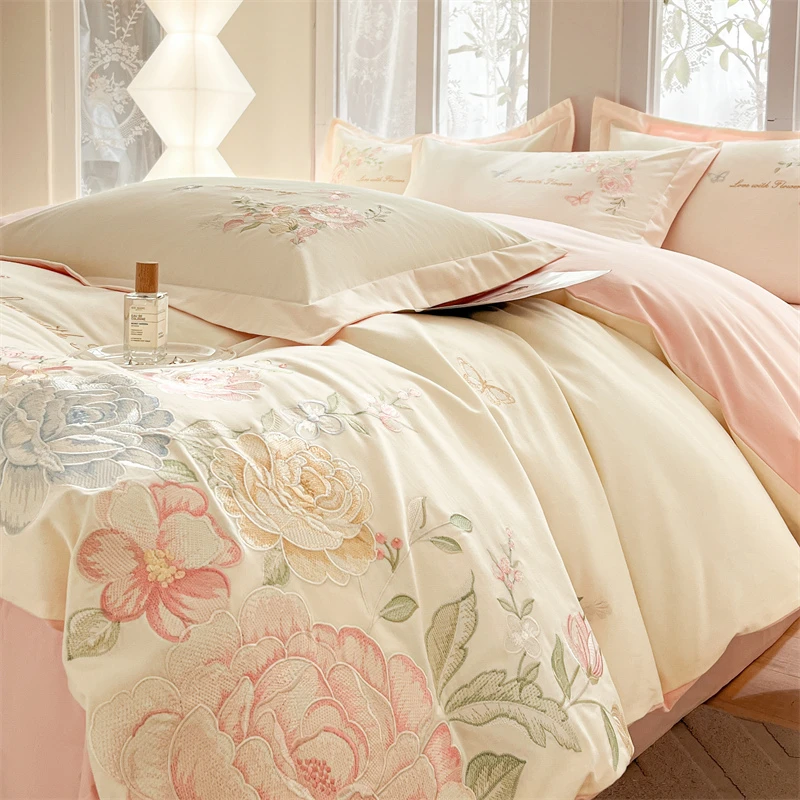 【晴美】全棉刺绣双拼四件套-花园全系列