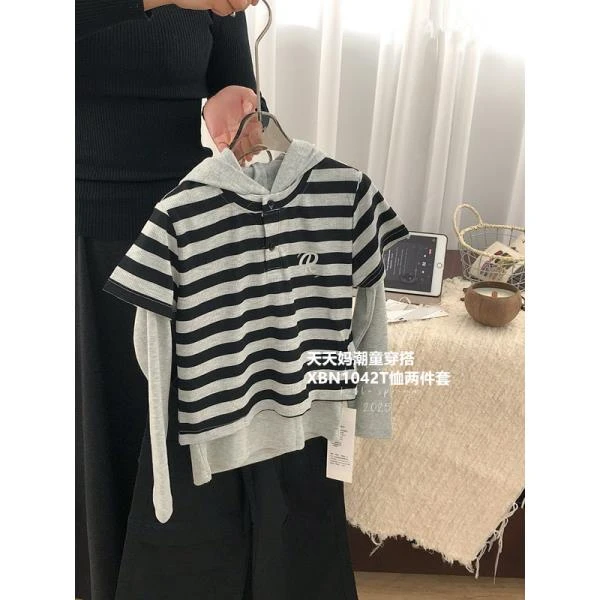 【1042】天天妈2025春季亲子装女中大童韩版运动休闲百搭T恤两件套