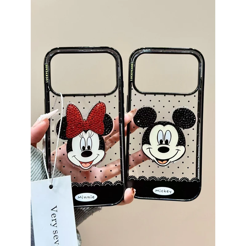 卡通波点点钻米老鼠米小姐贴片适用苹果17promax手机壳15iphone16