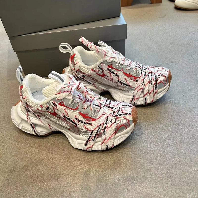 欧货厚底老爹鞋女2025新款休闲鞋ins潮鞋百搭轻便软底绑带运动鞋