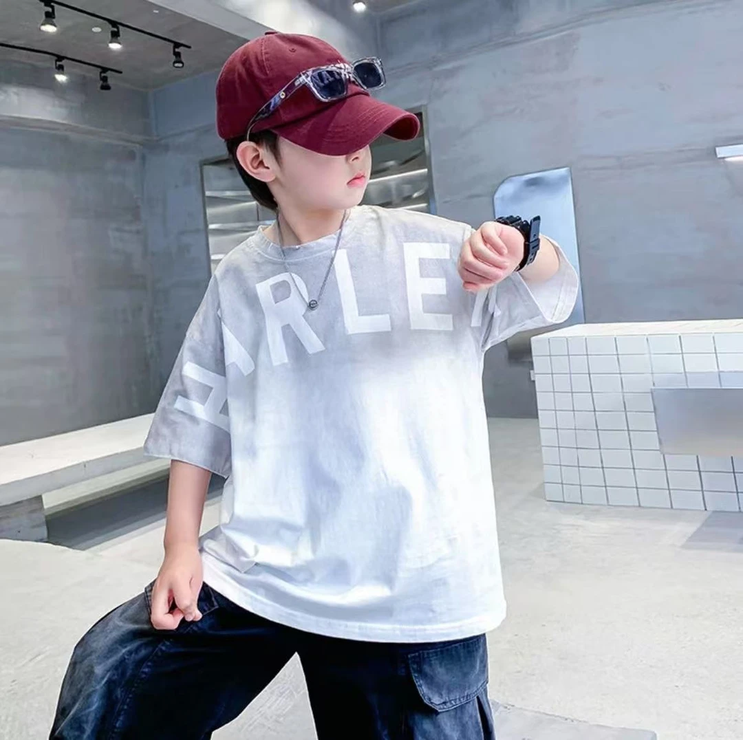 502694男童短袖T恤2025新款短袖超酷洋气韩版中大童休闲圆领半袖