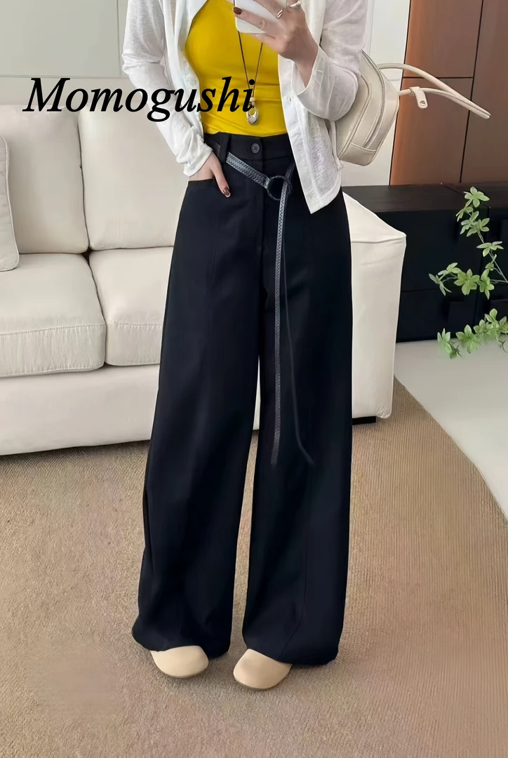 加绒高腰休闲直筒裤休闲裤显瘦时尚百搭裤子气质秋冬女装设计感