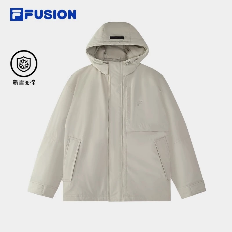 FILA FUSION斐乐棉服男新款时尚休闲宽松保暖连帽外套T11M515901F