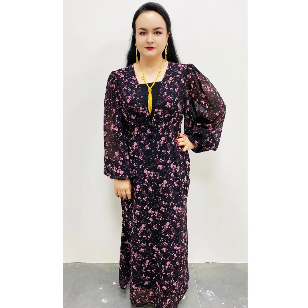 8765【】爆款新款时尚灯笼袖气质女装连衣裙