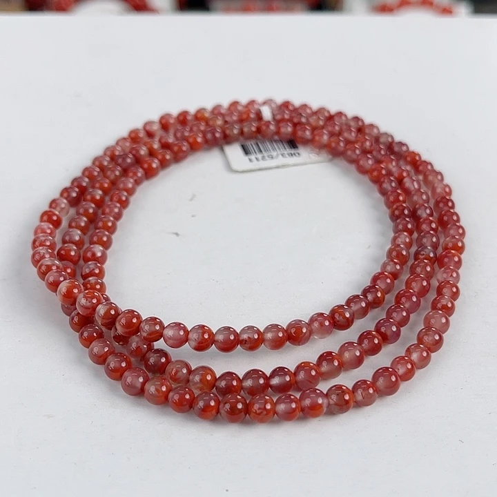 南红玛瑙未镶嵌瓦西牛血红圆珠多圈4mm