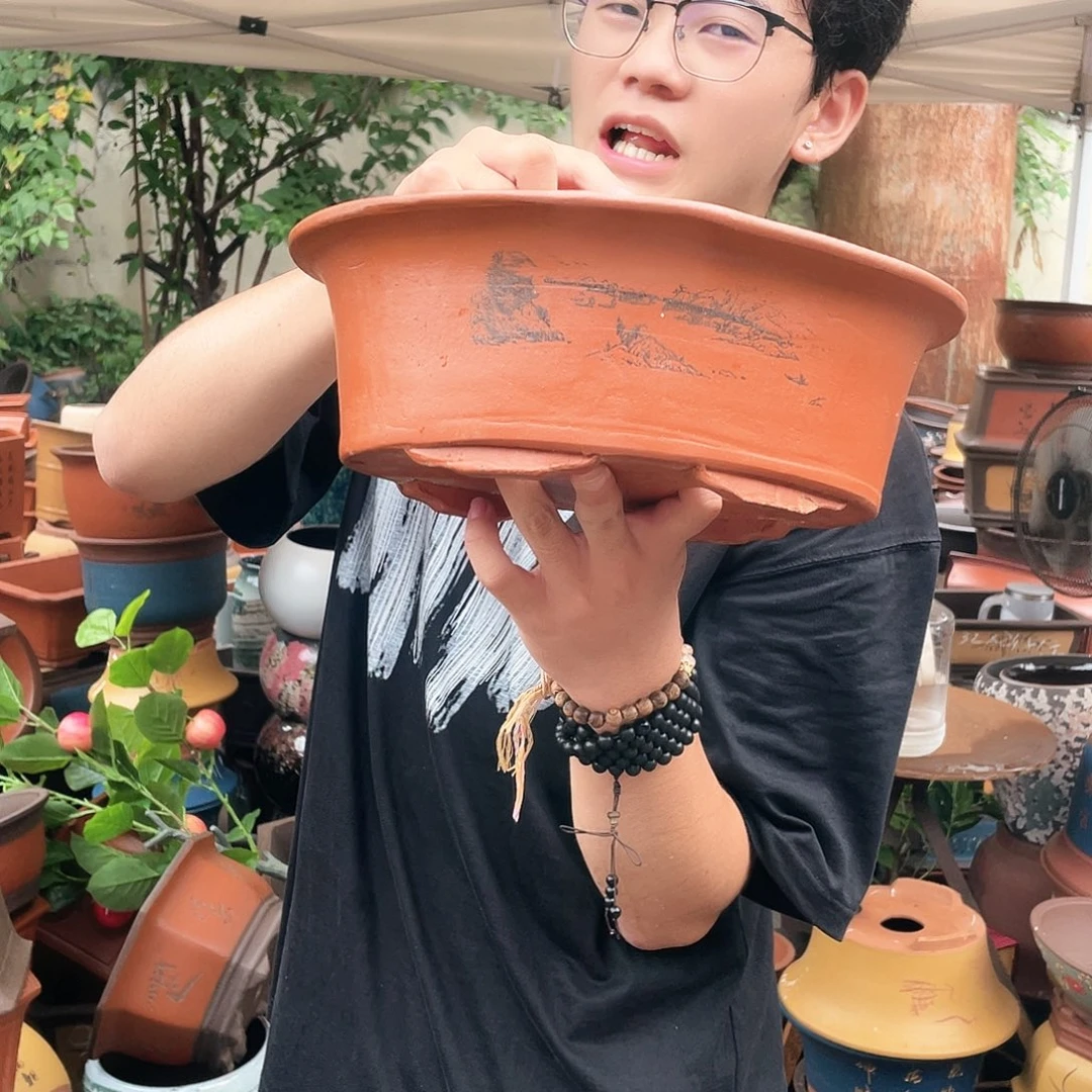30红椭圆花盆紫砂花盆