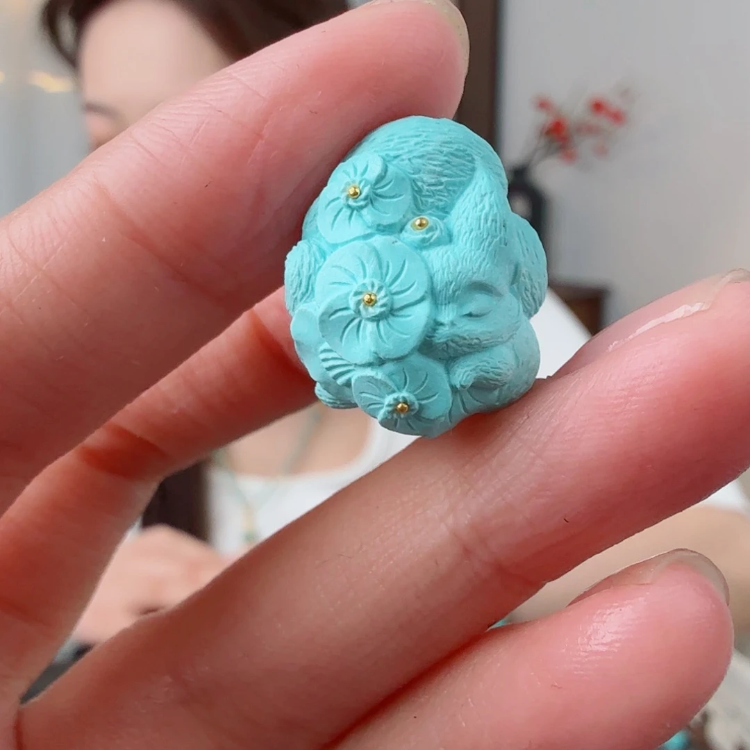 绿松石18K金镶嵌珠宝奇石