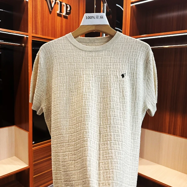 1号《亚麻》2025 夏季针织毛衣套头版圆领百搭男士短袖 【62026】