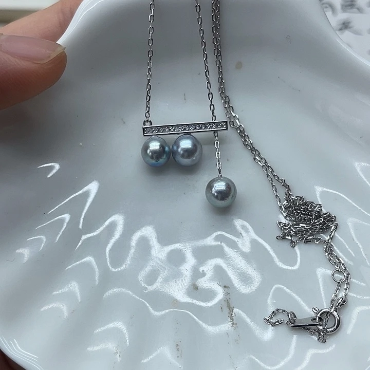 海水珍珠银S925镶嵌项链